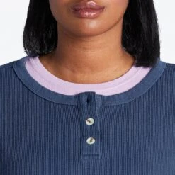 Women's Solid Thermal Boxy Henley -LIFE IS GOOD SHOP 101691 3