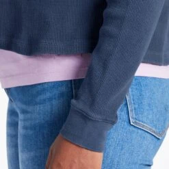 Women's Solid Thermal Boxy Henley -LIFE IS GOOD SHOP 101691 4