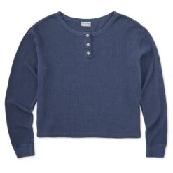 Women's Solid Thermal Boxy Henley -LIFE IS GOOD SHOP 101691 6