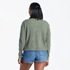 Women's Solid Thermal Boxy Henley -LIFE IS GOOD SHOP 101692 2