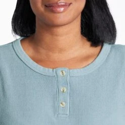 Women's Solid Thermal Boxy Henley -LIFE IS GOOD SHOP 101693 3