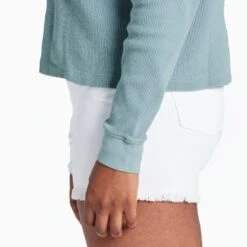 Women's Solid Thermal Boxy Henley -LIFE IS GOOD SHOP 101693 4