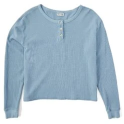 Women's Solid Thermal Boxy Henley -LIFE IS GOOD SHOP 101693 6