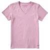 Women's Solid Short Sleeve Vee