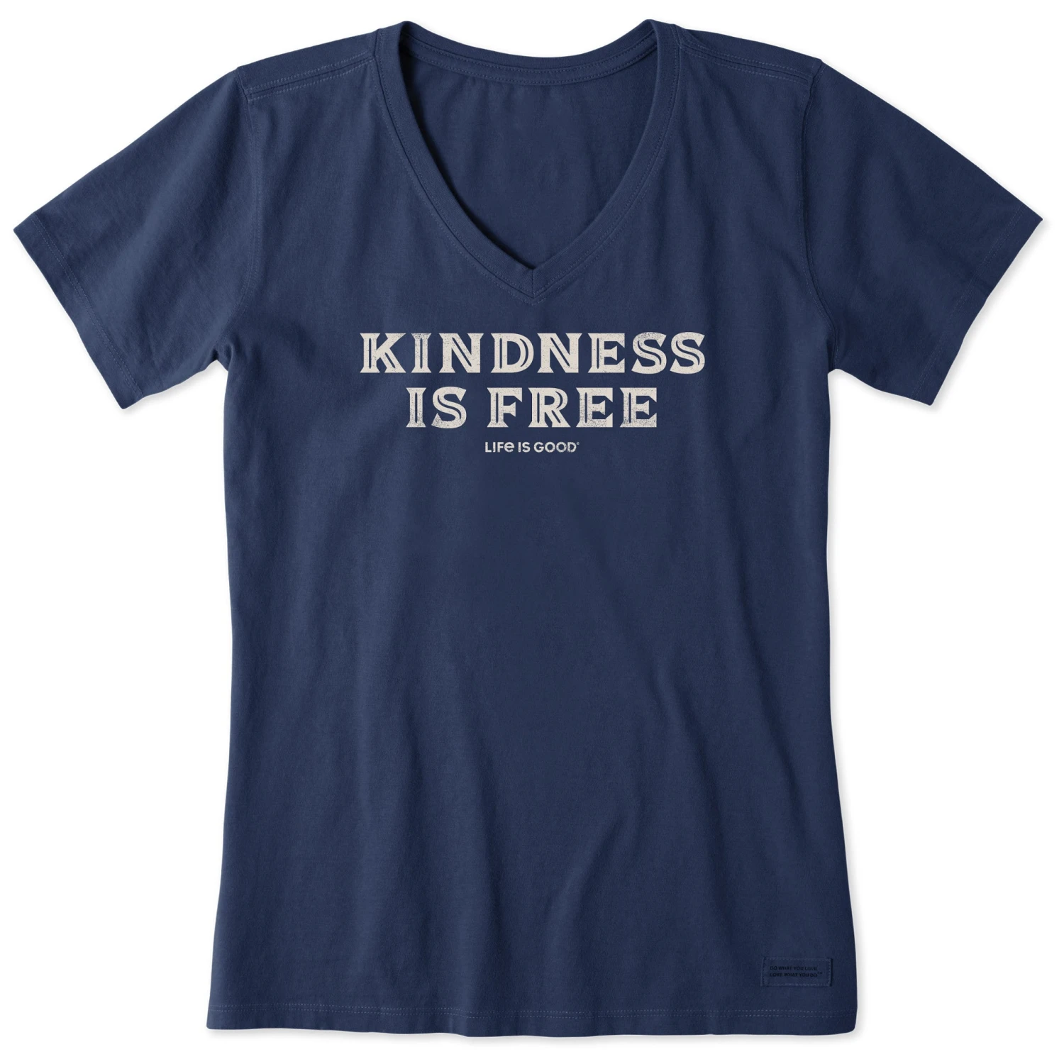 Women's Kindness Is Free Woodcut Short Sleeve Vee 1 Women's Kindness Is Free Woodcut Short Sleeve Vee