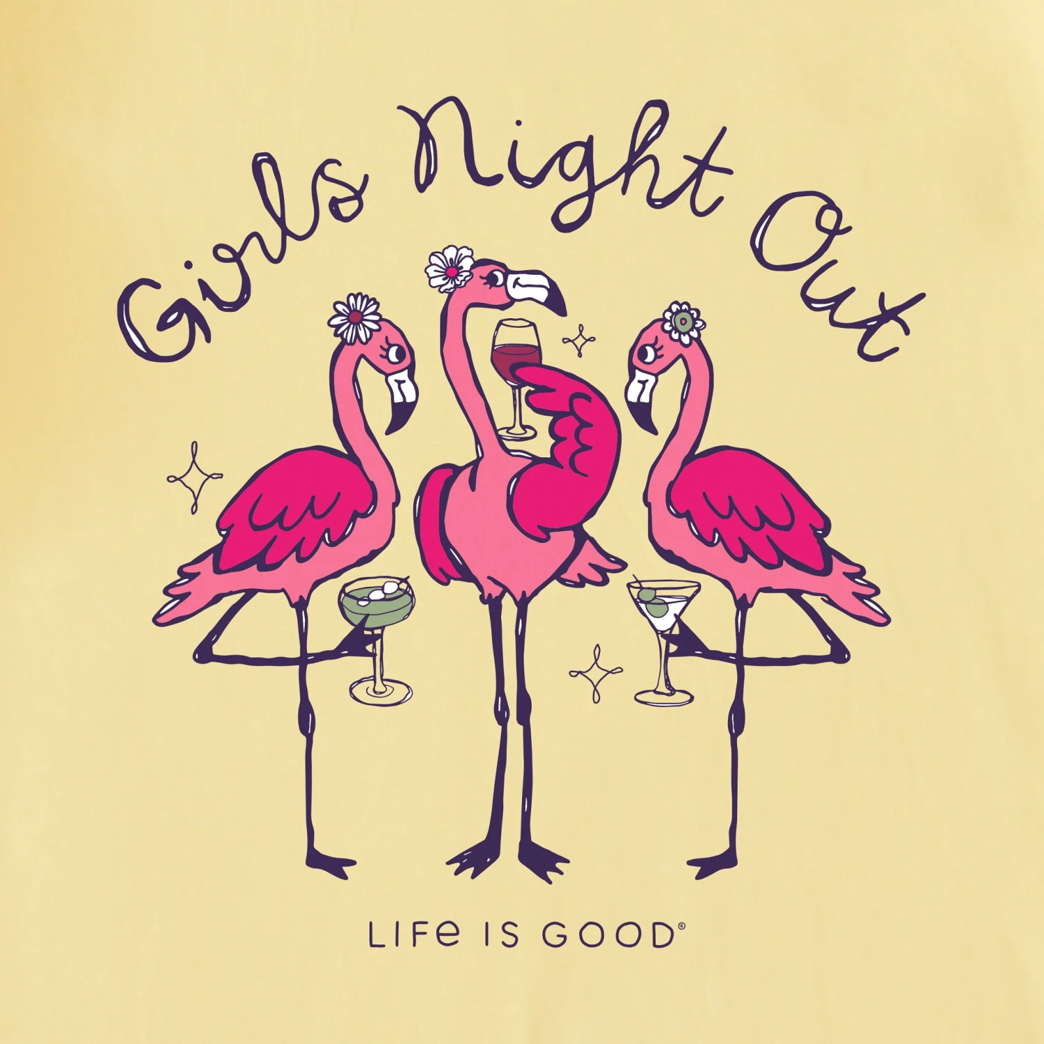 Women's Girls Night Out Flamingo Short Sleeve Tee 8 Women's Girls Night Out Flamingo Short Sleeve Tee - Image 8