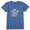 Women's Kind People Flowers Short Sleeve Crusher-LITE Vee