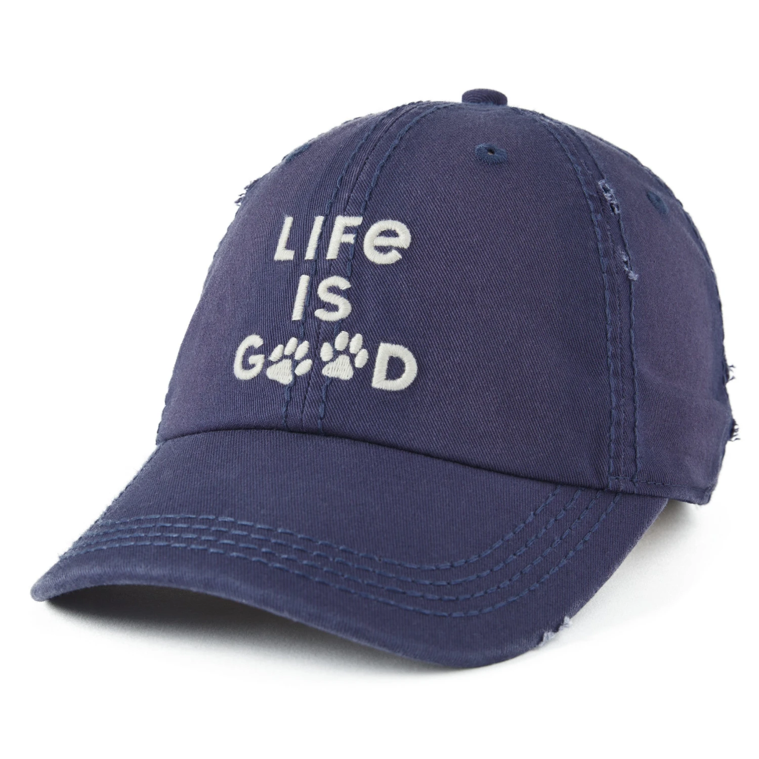 Adult Unisex Life Is Good Paw Print Sunwashed Chill Cap 1 Adult Unisex Life Is Good Paw Print Sunwashed Chill Cap
