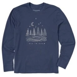 Men's All Is Calm Landscape Long Sleeve Crusher Tee