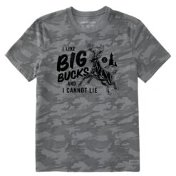 Men's I Like Big Bucks Short Sleeve Allover Printed Crusher Tee