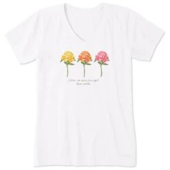 Women's 3 Botanical Peonies Short Sleeve Vee -LIFE IS GOOD SHOP 112932 1