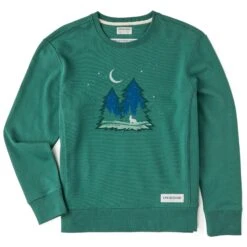 Women's Macro Evergreen Wolf Simply True Crew