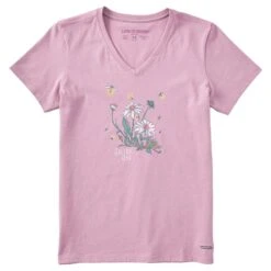 Women's Dreamy Shine On Daisies Short Sleeve Crusher Vee 8 Women's Dreamy Shine On Daisies Short Sleeve Crusher Vee -LIFE IS GOOD SHOP 121041 1