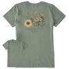 Women's Fall Favorite Color Flowers Short Sleeve Crusher Tee