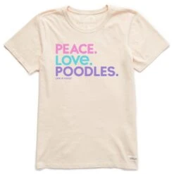 Women's Peace. Love. Poodles. Short Sleeve Crusher Tee