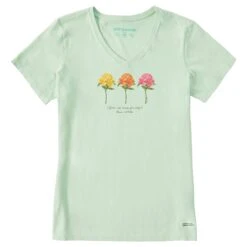 Women's 3 Botanical Peonies Short Sleeve Vee -LIFE IS GOOD SHOP 126132 1