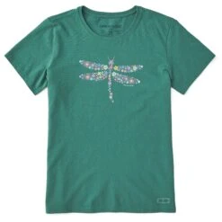 Women's Dragonfly Flowers Short Sleeve Tee -LIFE IS GOOD SHOP 126193 1
