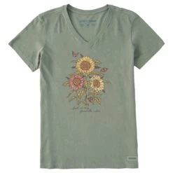 Women's Fall Is My Favorite Sunflowers Short Sleeve Crusher Vee