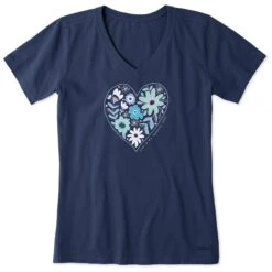 Women's Love Flower Heart Short Sleeve Vee -LIFE IS GOOD SHOP 129380 1 cecd9ebf 538e 446f b3b6 5bf36639509a