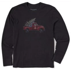 Men's Christmas Tree Truck Long Sleeve Crusher Tee
