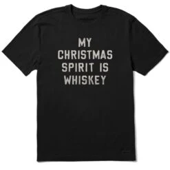 Men's Christmas Spirit Is Whiskey Block Letter Short Sleeve Crusher Tee -LIFE IS GOOD SHOP 131760 1