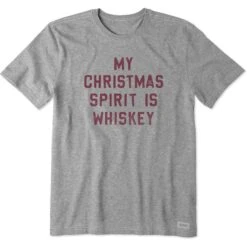 Men's Christmas Spirit Is Whiskey Block Letter Short Sleeve Crusher Tee -LIFE IS GOOD SHOP 131761 1