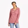 Women's Solid Long Sleeve Striped Crusher-LITE Hooded Tee