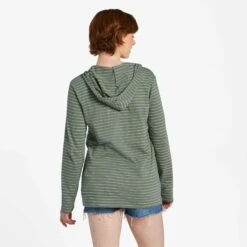 Women's Solid Long Sleeve Striped Crusher-LITE Hooded Tee -LIFE IS GOOD SHOP 133245 3