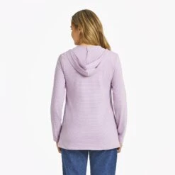 Women's Solid Long Sleeve Striped Crusher-LITE Hooded Tee -LIFE IS GOOD SHOP 133263 3
