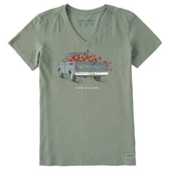 Women's Fall Love Truck Short Sleeve Crusher Vee
