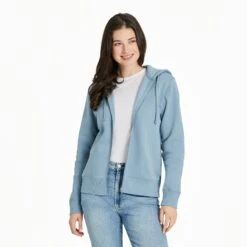 Women's Solid Good Vibes Fleece Zip Hoodie -LIFE IS GOOD SHOP 135320 1