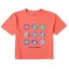 Women's Tie Dye Smile Daisies Short Sleeve Crusher Boxy Tee