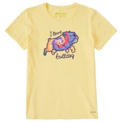 Women's Tie Dye I Love My Bulldog Short Sleeve Tee -LIFE IS GOOD SHOP 135786 1 64553cdd 082f 4387 a5af abea293c2b3c