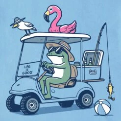 Men's Frog And Flamingo Golf Cart Short Sleeve Tee -LIFE IS GOOD SHOP 136023 2 57745fdb 486d 4291 903c 353ab9269777