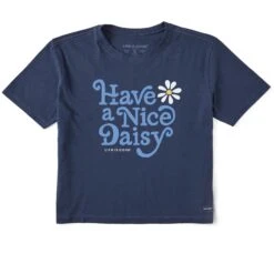 Women's Crafty Have A Nice Daisy Short Sleeve Crusher Boxy Tee