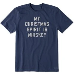 Men's Christmas Spirit Is Whiskey Block Letter Short Sleeve Crusher Tee -LIFE IS GOOD SHOP 137408 1