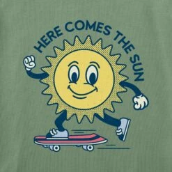 Women's Here Comes The Sun Skateboarding Short Sleeve Crusher Boxy Tee -LIFE IS GOOD SHOP 139716 3