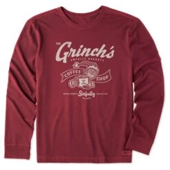 Men's Grinch Coffee Shop Long Sleeve Crusher Tee -LIFE IS GOOD SHOP 140253 1