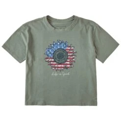 Women's American Sunflower Short Sleeve Crusher Boxy Tee