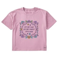 Women's Life Isn't Easy Flowers Short Sleeve Crusher Boxy Tee -LIFE IS GOOD SHOP 146417 1 942c6993 e843 4be4 b7bc 537d983b18ca