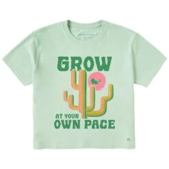 Women's Grow At Your Own Pace Cactus Short Sleeve Crusher Boxy Tee