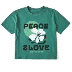 Women's Peace & Love Flower Short Sleeve Crusher Boxy Tee