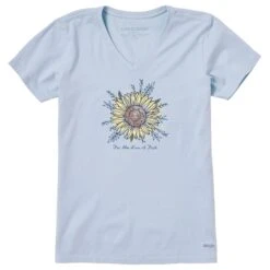 Women's For The Love Of Fall Sunflower Short Sleeve Crusher Vee