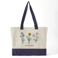 Adult Unisex Botanical Flowers Peace Cotton Canvas Tote