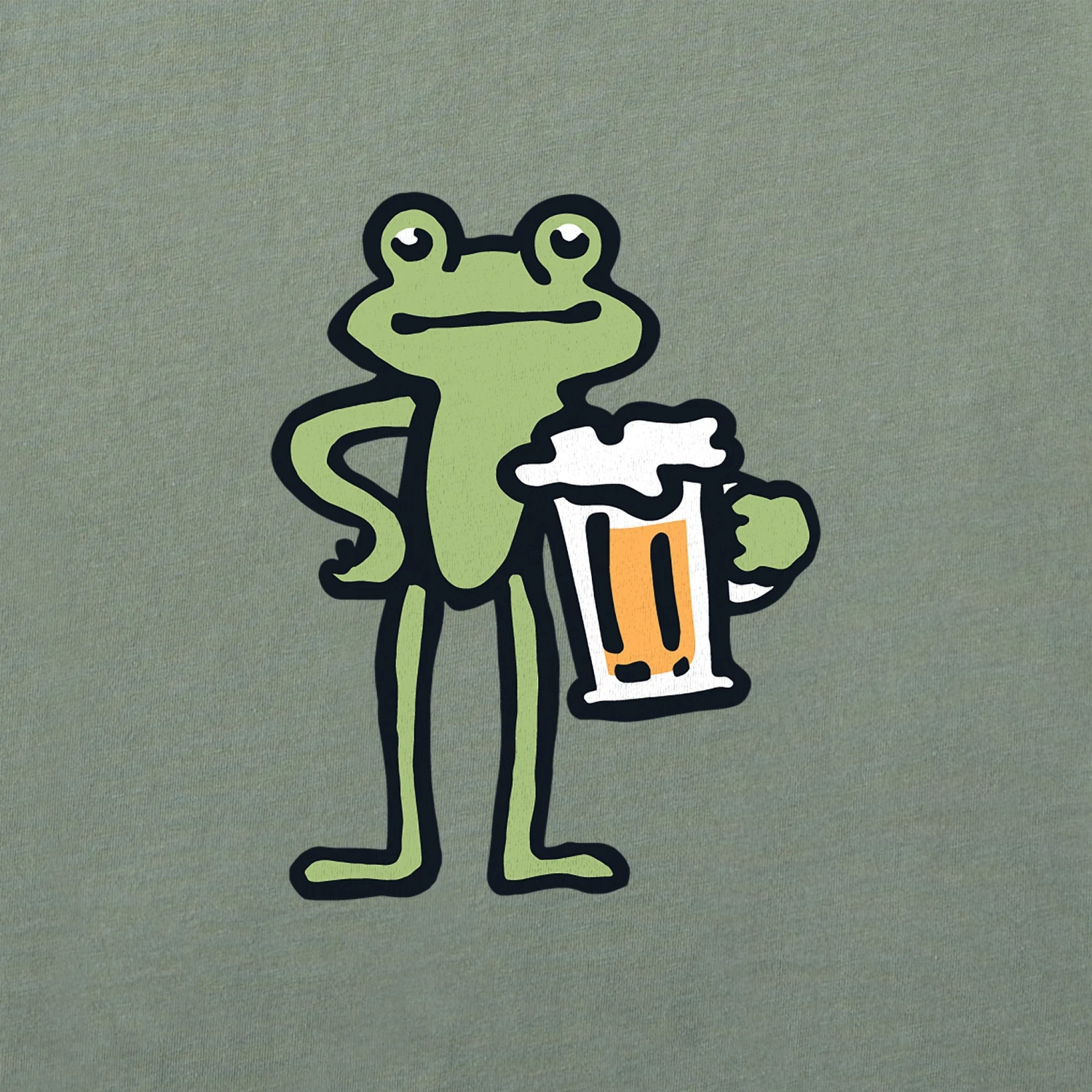 Women's Frog With Beer Long Sleeve Crusher Boxy Tee 4 Women's Frog With Beer Long Sleeve Crusher Boxy Tee - Image 4