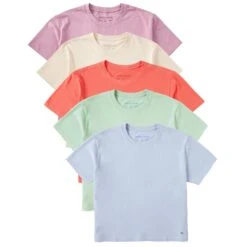 Women's Solid 5-Pack Crusher Boxy Tee - Multi 2