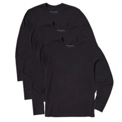 Men's Solid 3-Pack Long Sleeve Crusher Tee Faded Black