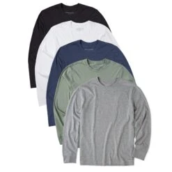 Men's Solid 5-Pack Long Sleeve Crusher Tee Multi 2