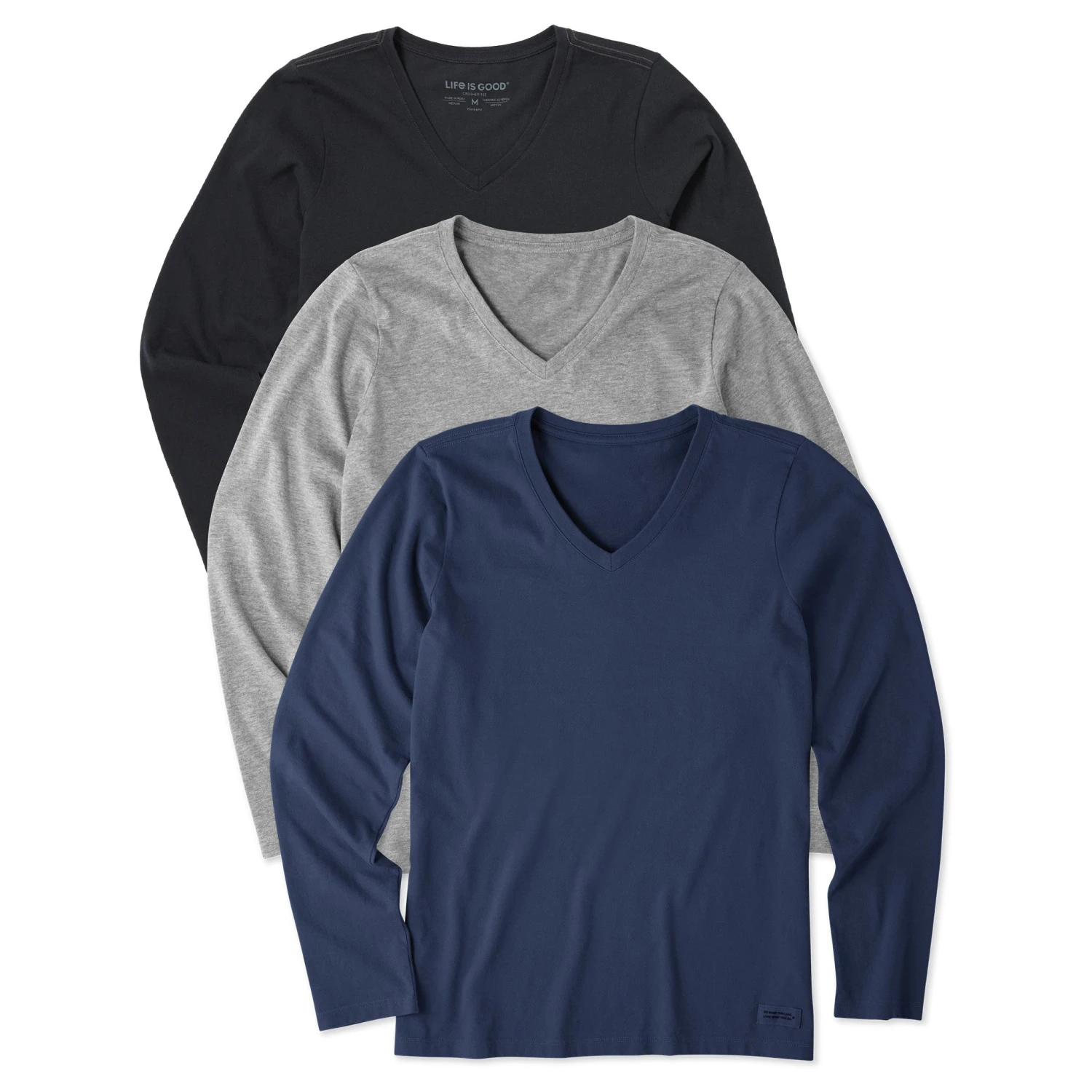 Women's Solid 3-Pack Long Sleeve Crusher Vee Multi 2 1 Women's Solid 3-Pack Long Sleeve Crusher Vee Multi 2