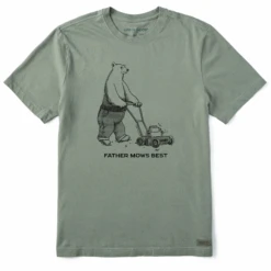 Men's Father Mows Best Papa Bear Short Sleeve Crusher Tee
